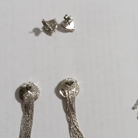 Silver Fringe Diamond Drop Earrings - Picture 5 of 6